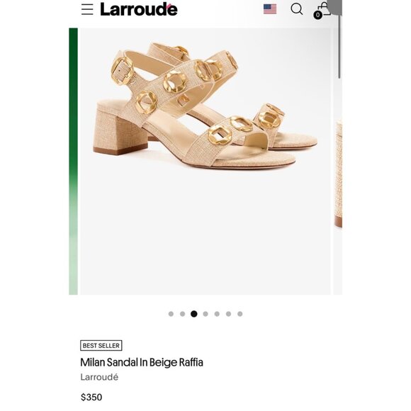 Larroudé Milan Block Heel Sandals Beige Women Brazil Raffia Sandals Size 6.5 - Picture 11 of 12